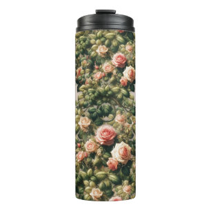 Shabby Chic Rosa Rosenreben Blumen Elegant Thermosbecher