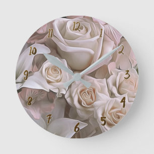 Shabby Chic Rosa Rustikal Glamour Personalisiert Runde Wanduhr