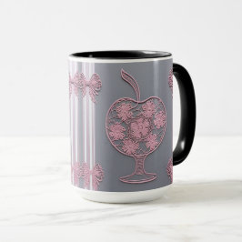 Shabby Chic Rosa Spitze Apfel Floral Vintage Grau Tasse