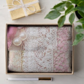 Shabby Chic Rosa Spitze  Seidenpapier (Geschenk)