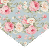 Shabby Chic Rosa und Blaue Hütte Rose Mittelgroßer Tischläufer (Ecke)