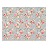 Shabby Chic Rosa und Blaue Hütte Rose Tischdecke (Vorderseite (Horizontal))