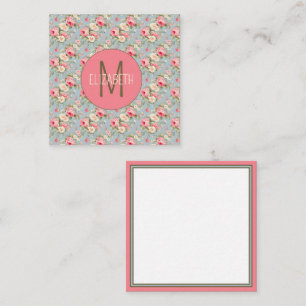 Shabby Chic Rosa und Blaue Hütte Rose und Blume Mitteilungskarte