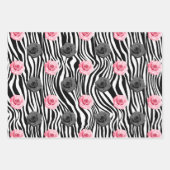Shabby Chic Rosa und schwarze Rose Zebra Streifen Geschenkpapier Set (Vorderseite)