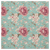 Shabby Chic Rosa und Weiß Florals auf aquamarinen Stoff (Muster)