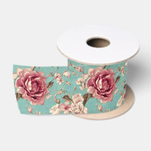 Shabby Chic Rosa und Weiße Blumen auf Türkis