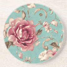 Shabby Chic Rosa und Weiße Blüten auf Türkis