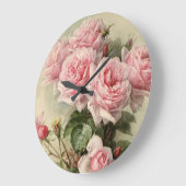 Shabby Chic Rosa Viktorianische Rose Große Wanduhr (Winkel)