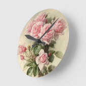 Shabby Chic Rosa Viktorianische Rose Runde Wanduhr (Winkel)