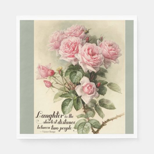 Shabby Chic Rosa Viktorianische Rose Serviette (Vorderseite)