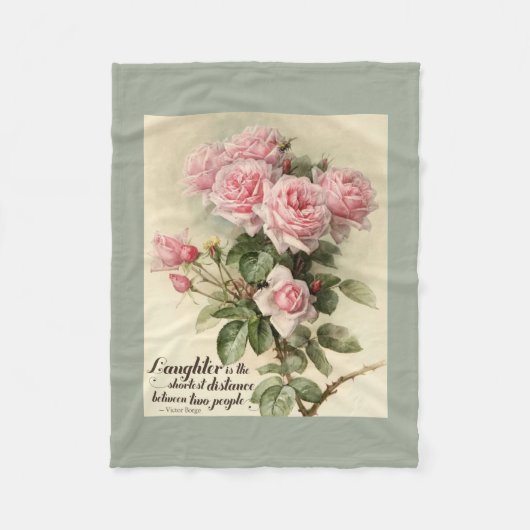 Shabby Chic-rosa viktorianische Rosen Fleecedecke (Vorderseite)
