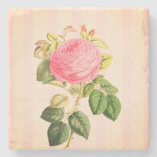 Shabby Chic Rosa Vintage-Rosen-Marmor-Getränkeunte Steinuntersetzer