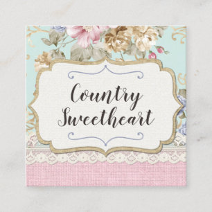 Shabby Chic-rosa Vintages Butike-mit Quadratische Visitenkarte