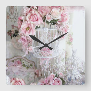 Shabby Chic Rosa Wand Uhr