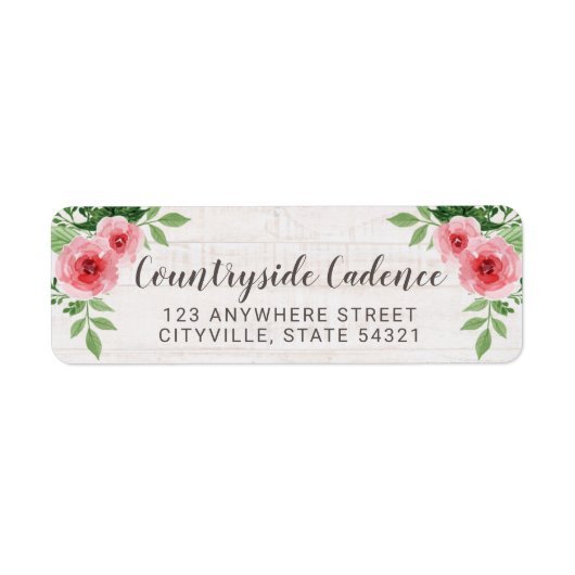 Shabby Chic-Rose auf der Rustikalen Rücksendeadres (Vorne)