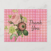 Shabby Chic-Rose Danke-Karte Postkarte (Vorderseite)
