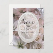 Shabby Chic Rose Floral Elegant Save the Date Ankündigungspostkarte (Vorne/Hinten)