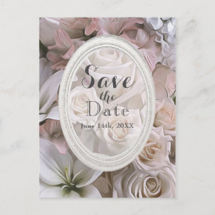 Shabby Chic Rose Floral Elegant Save the Date Ankündigungspostkarte