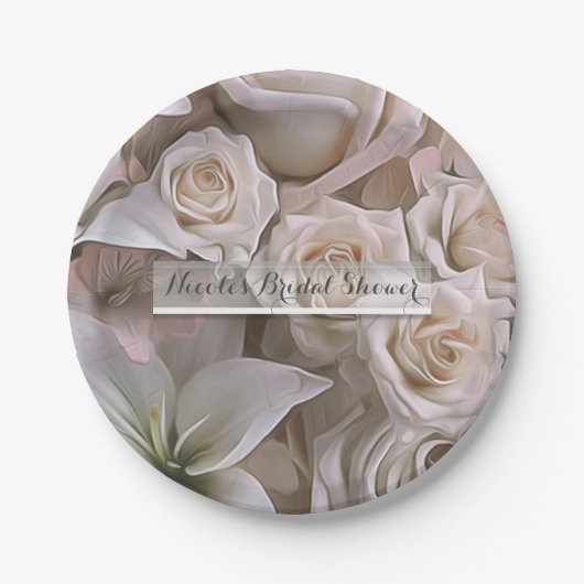 Shabby Chic Rose Florenz Elegantes Brautparty Pappteller (Vorderseite)