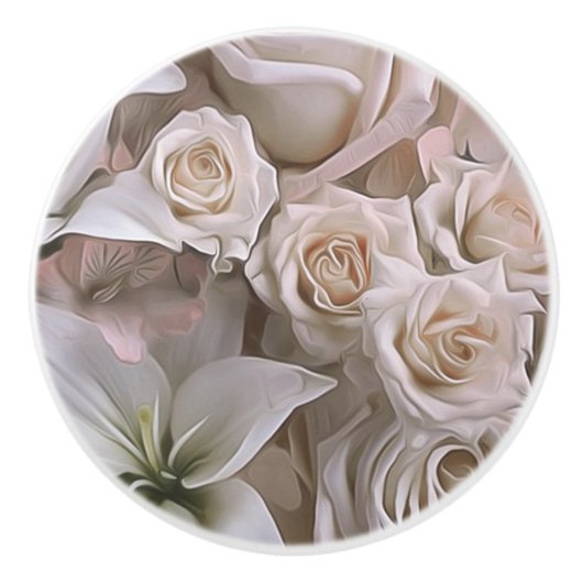 Shabby Chic Rose Florenz Rustikales Bauernhaus Ele Keramikknauf (Vorderseite)