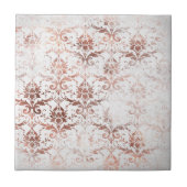 Shabby Chic Rose Gold Damask Fliese (Vorderseite)