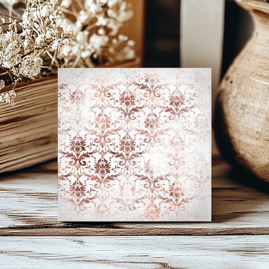 Shabby Chic Rose Gold Damask Fliese