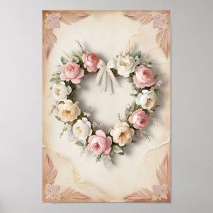 Shabby Chic Rose Herzklopfen Valentinstag Mauer Ku Poster
