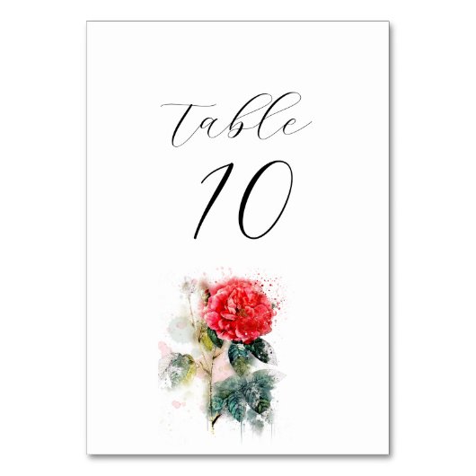 Shabby Chic Rose Hochzeitskarte Tischnummer (Vorderseite)