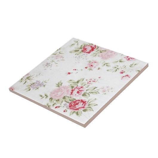 Shabby Chic-Rose mit Blumen Fliese (Seite)