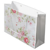 Shabby Chic-Rose mit Blumen Große Geschenktüte (Vorderseite Schrägansicht)