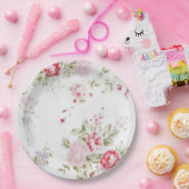 Shabby Chic-Rose mit Blumen Pappteller (Party)