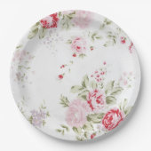 Shabby Chic-Rose mit Blumen Pappteller (Vorderseite)