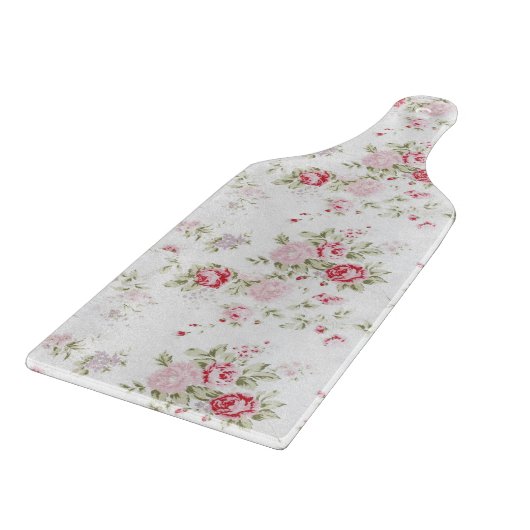 Shabby Chic-Rose mit Blumen Schneidebrett (Ecke)