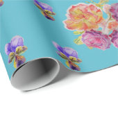 Shabby Chic Rose Rose Aquamarine Blume Geschenkpapier (Rolleneckpunkt)