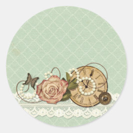 Shabby Chic Rose & Rustikale Vintage Schmuckstücke Runder Aufkleber