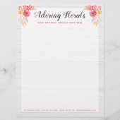 Shabby Chic Rose & Rustikales Holz Rosa Rosa Blüte Briefbogen (Vorderseite)