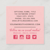 Shabby Chic Rose & Rustikales Holz Rosa Rosa Blüte Quadratische Visitenkarte (Rückseite)