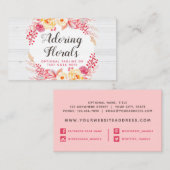 Shabby Chic Rose & Rustikales Holz Rosa Rosa Blüte Visitenkarte (Vorne/Hinten)