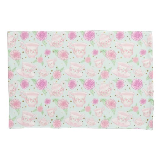 Shabby Chic Rose Teebeuteln Muster Kissenbezug (Vorderseite)