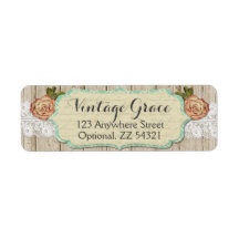 Shabby Chic-Rose und rustikale Holz-Rücksendeadres
