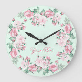 Shabby chic rose wall clock Personalized Große Wanduhr
