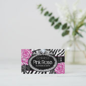 Shabby Chic-Rosen auf Zebra-Geschäfts-Karten Visitenkarte (Stehend Vorderseite)