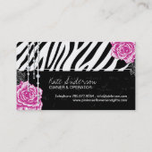 Shabby Chic-Rosen auf Zebra-Geschäfts-Karten Visitenkarte (Rückseite)