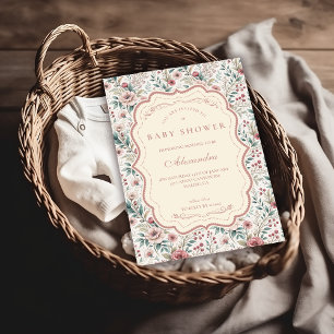 Shabby Chic Rosen-Garten-Baby-Party Einladung