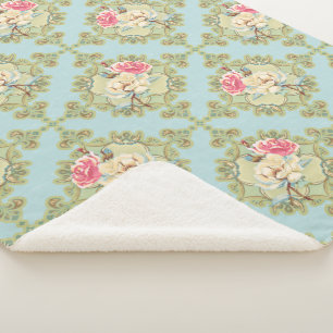 Shabby Chic Rosen Sherpa-Decke Sherpadecke