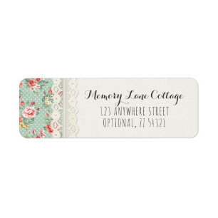Shabby Chic Rosen, Spitze & Jute Rücksendeadresse