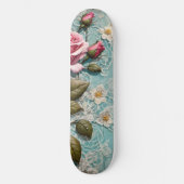 Shabby Chic Rosen und Spitzen Skateboard (Vorderseite)