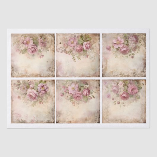 Shabby Chic Rosengemische Set (A1R) Seidenpapier (Vorderseite)