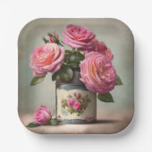 Shabby Chic Rosenquadrat Papierplatte Pappteller (Vorderseite)