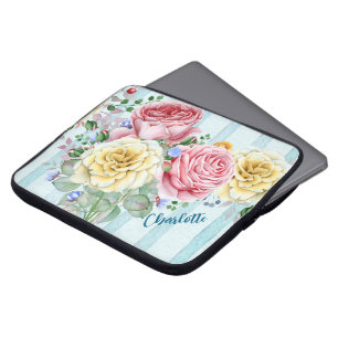 Shabby Chic Rosenstrauß Personalisiert Laptopschutzhülle